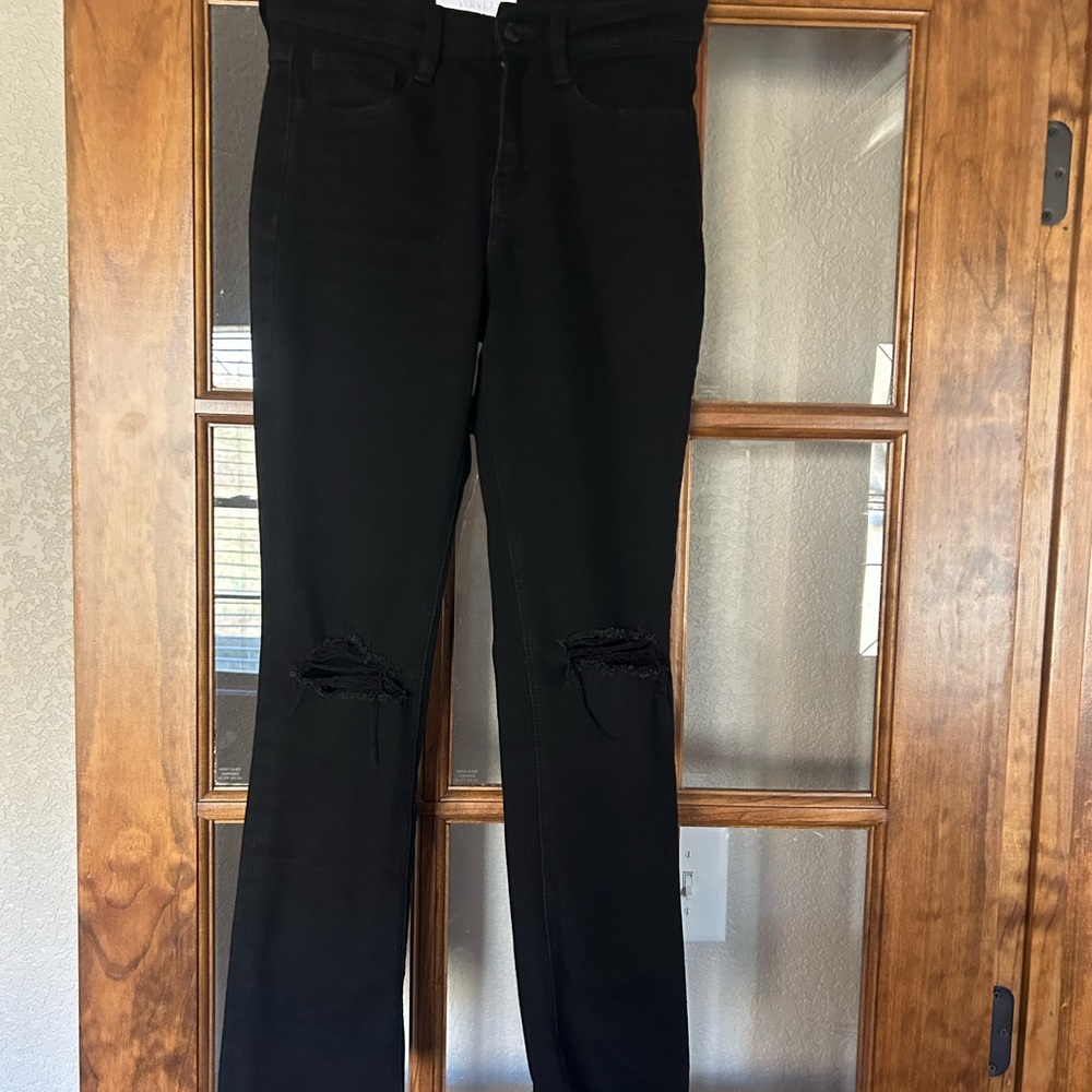 VERVET BY FLYING MONKEY Black Skinny Jeans with Distressed Knees